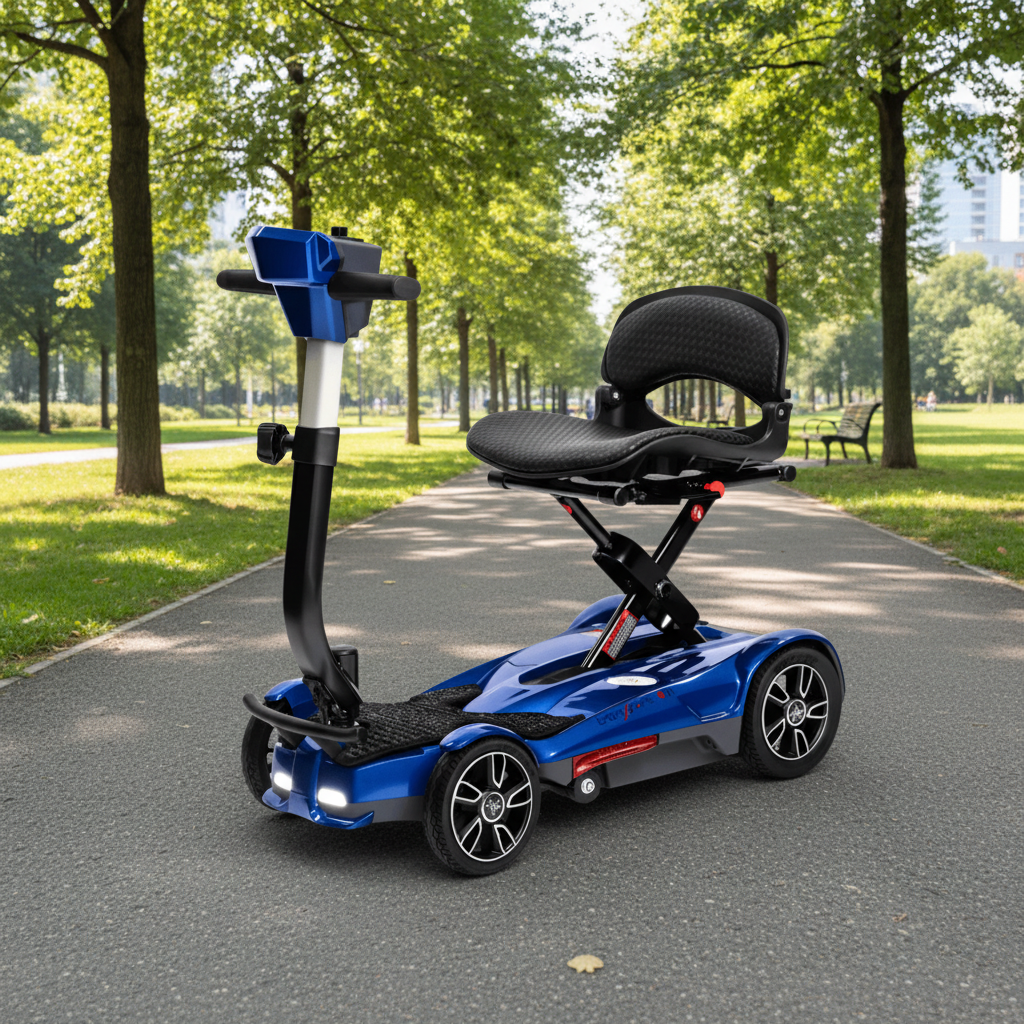 Blue 4M Mobility Scooter - Angled View