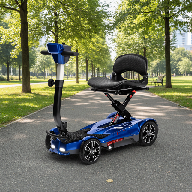 Blue 4M Mobility Scooter - Angled View