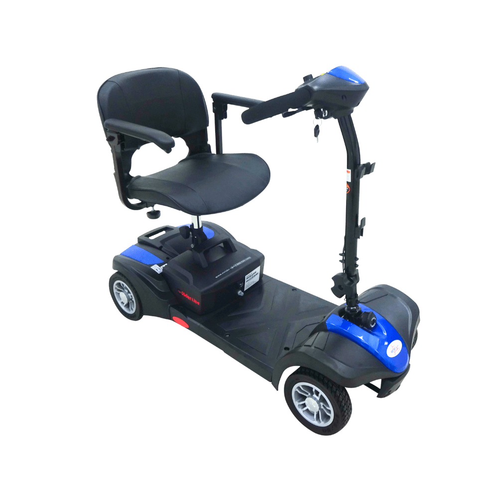 Blue MiniRider Lite Portable Mobility Scooter Side View