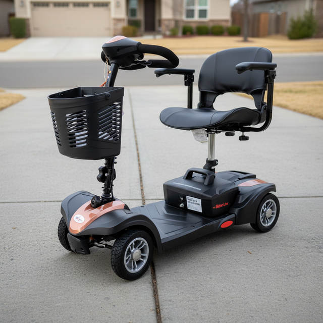 Rose Gold MiniRider Lite Portable Mobility Scooter Side View
