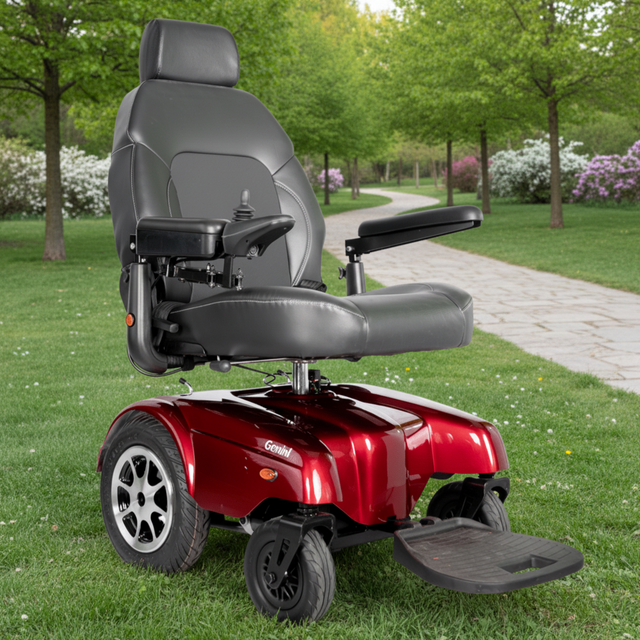 Merits Health Gemini Heavy Duty Electric Power Wheelchair P301 Wheelchairs Merits Health Red Standard