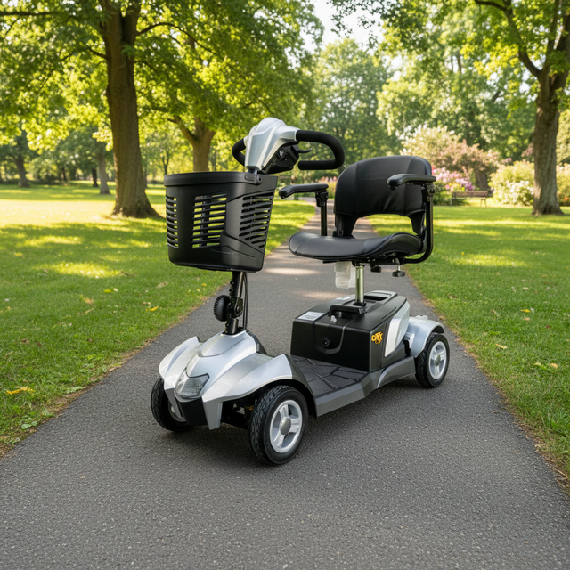 Silver EV Rider CityCruzer Mobility Scooter Side View