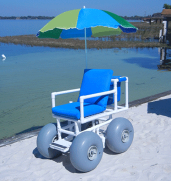 Healthline Wheeleez-4 Beach Wheelchair w/ Four Balloon Wheels