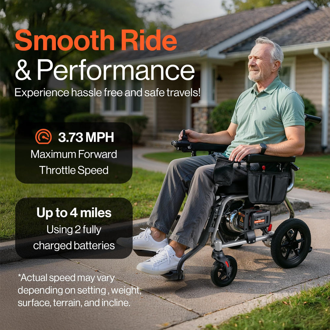 SuperHandy GoRide 2 Plus Electric Wheelchairs – Lightweight, Foldable Power Chairs - 300 Lb Max