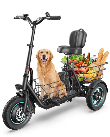 Gyroor   C5   Electric   Trike   –   1000W   Peak,   30-Mile   Range   &   Dual   Baskets