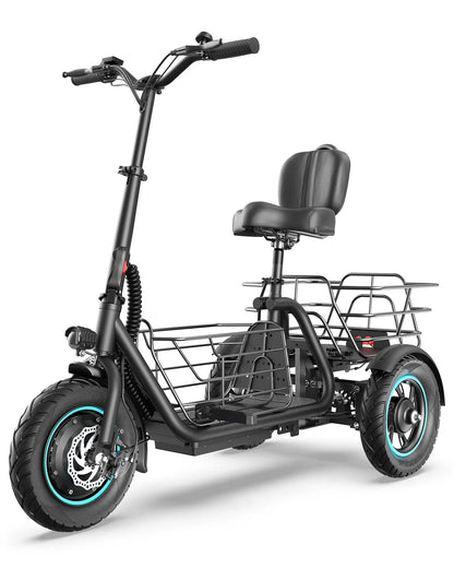 Gyroor   C5   Electric   Trike   –   1000W   Peak,   30-Mile   Range   &   Dual   Baskets