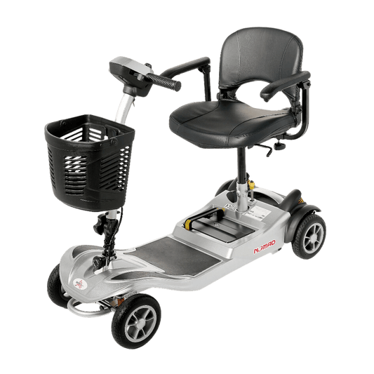 Silver Nomad 4-Wheel Mobility Scooter -  Angled View