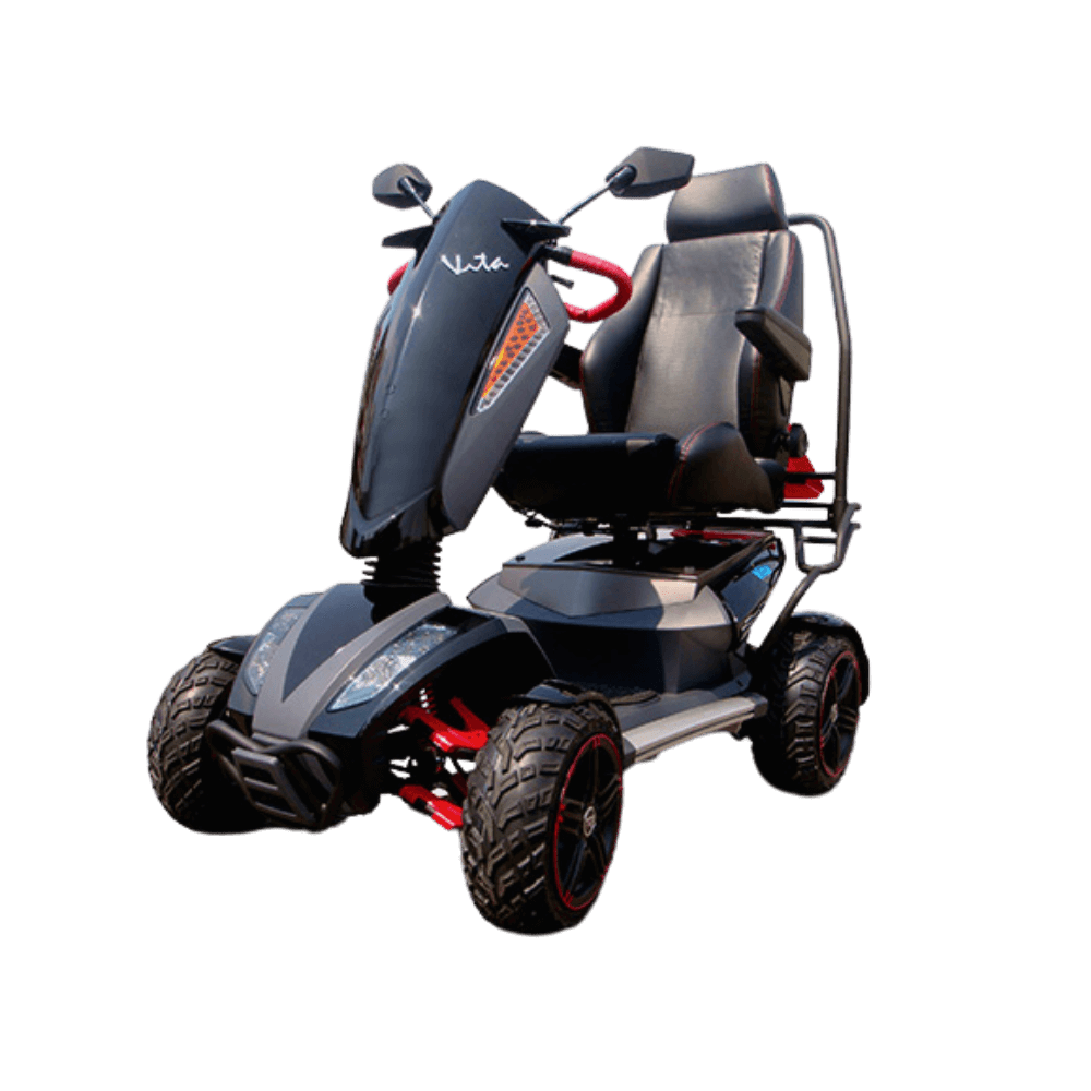 Black EV Rider Vita Monster Scooter Angled View