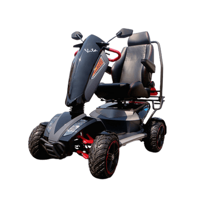 Black EV Rider Vita Monster Scooter Angled View