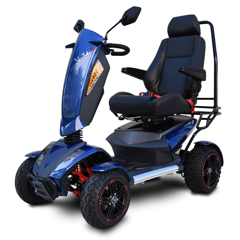 Blue EV Rider Vita Monster Scooter Angled View