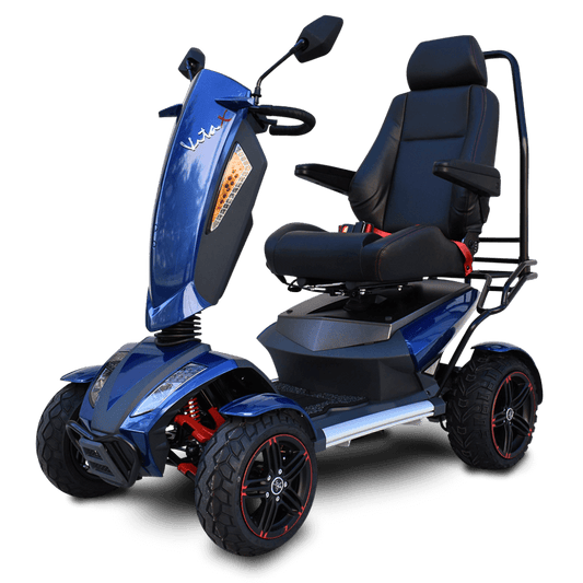 Blue EV Rider Vita Monster Scooter Angled View