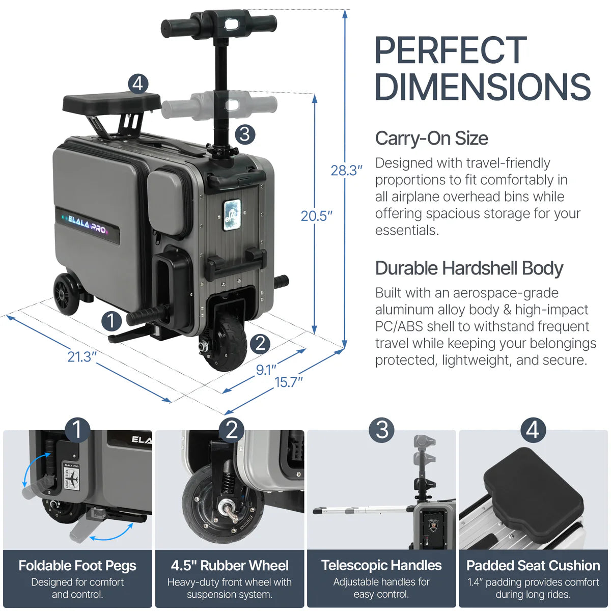 Elala Pro - The Dual Suspension Rideable Carry-On