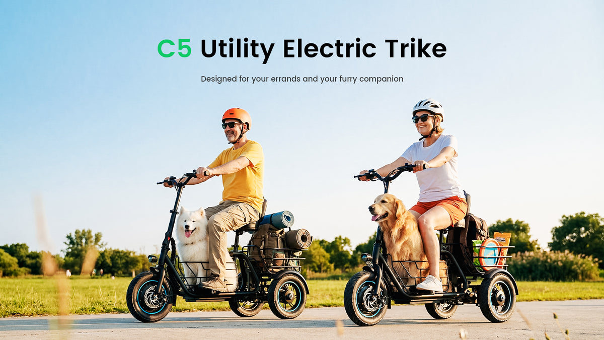 Gyroor   C5   Electric   Trike   –   1000W   Peak,   30-Mile   Range   &   Dual   Baskets