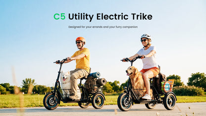 Gyroor   C5   Electric   Trike   –   1000W   Peak,   30-Mile   Range   &   Dual   Baskets