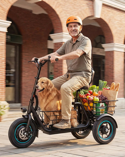 Gyroor   C5   Electric   Trike   –   1000W   Peak,   30-Mile   Range   &   Dual   Baskets