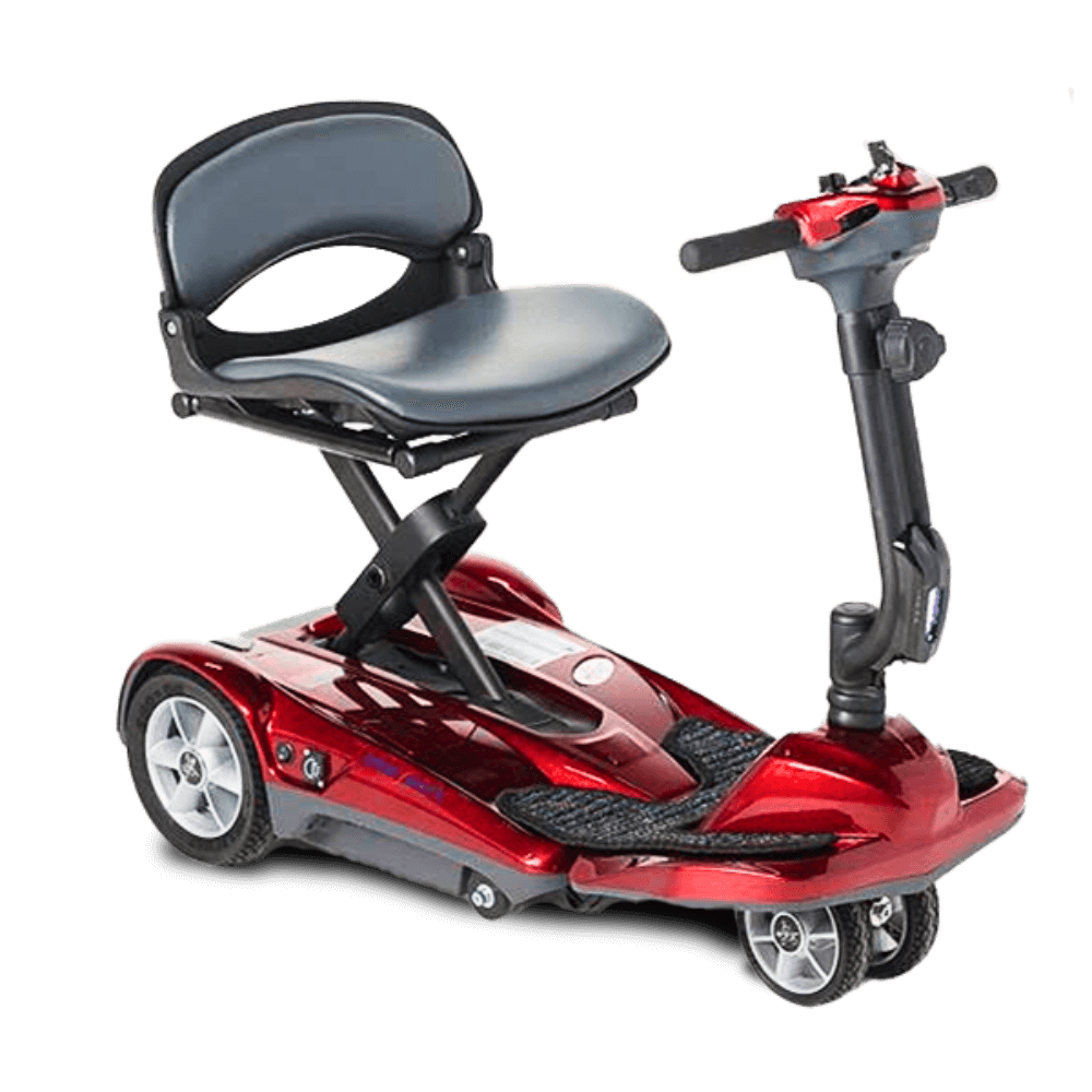 Red Transport AF Plus Auto Folding Mobility Scooter Side View