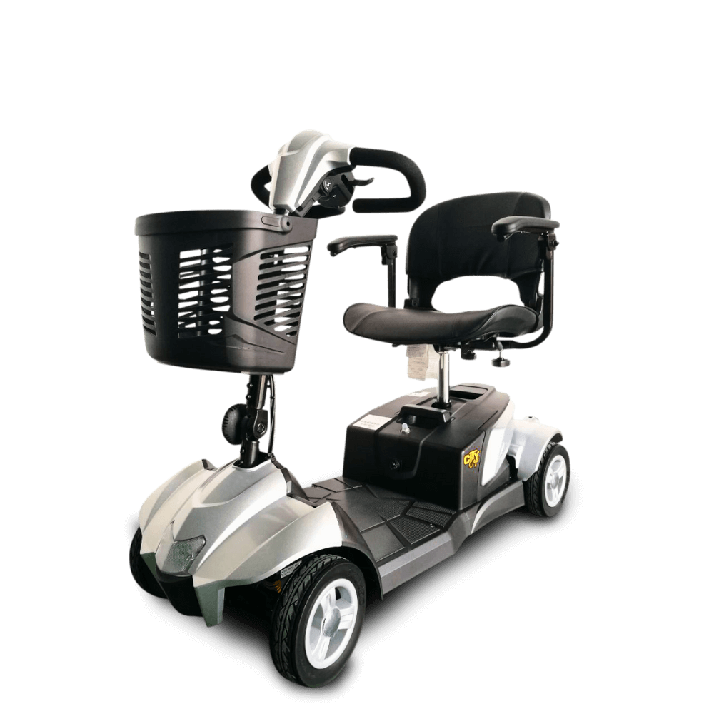 Silver EV Rider CityCruzer Mobility Scooter Side View