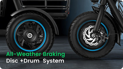 Gyroor   C5   Electric   Trike   –   1000W   Peak,   30-Mile   Range   &   Dual   Baskets