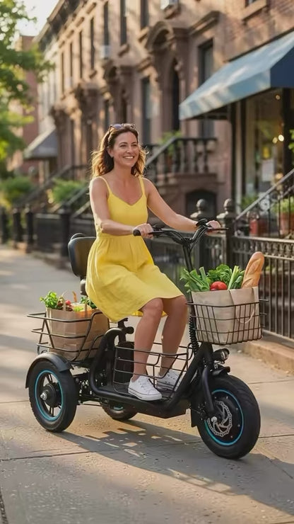 Gyroor   C5   Electric   Trike   –   1000W   Peak,   30-Mile   Range   &   Dual   Baskets