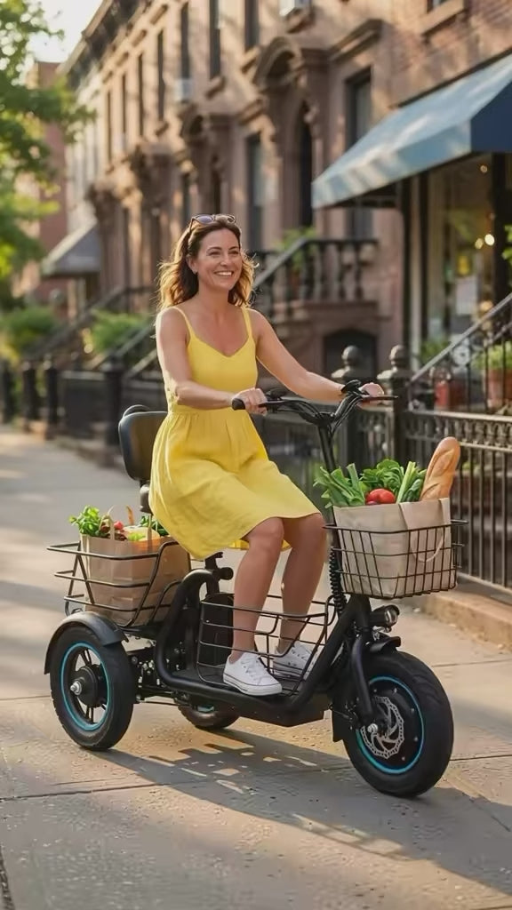 Gyroor   C5   Electric   Trike   –   1000W   Peak,   30-Mile   Range   &   Dual   Baskets