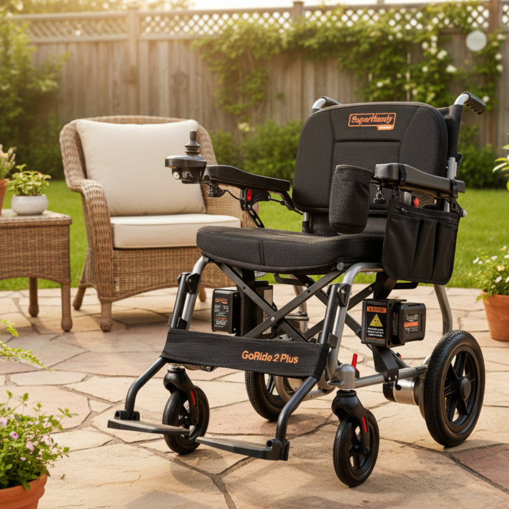 SuperHandy GoRide 2 Plus Electric Wheelchairs – Lightweight, Foldable Power Chairs - 300 Lb Max