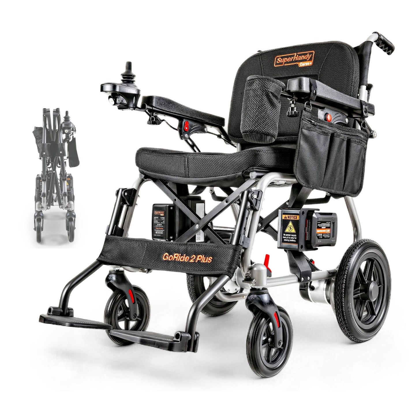 SuperHandy GoRide 2 Plus Electric Wheelchairs – Lightweight, Foldable Power Chairs - 300 Lb Max