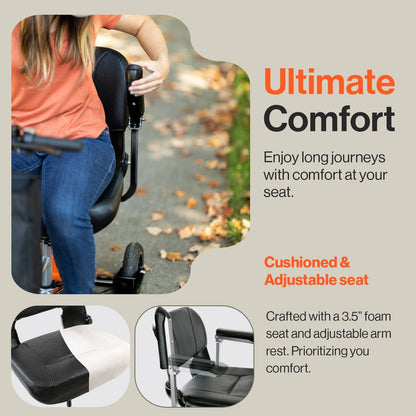 Passport Plus Mobility Scooter - 48V 2Ah Battery, 330Lb Max Weight