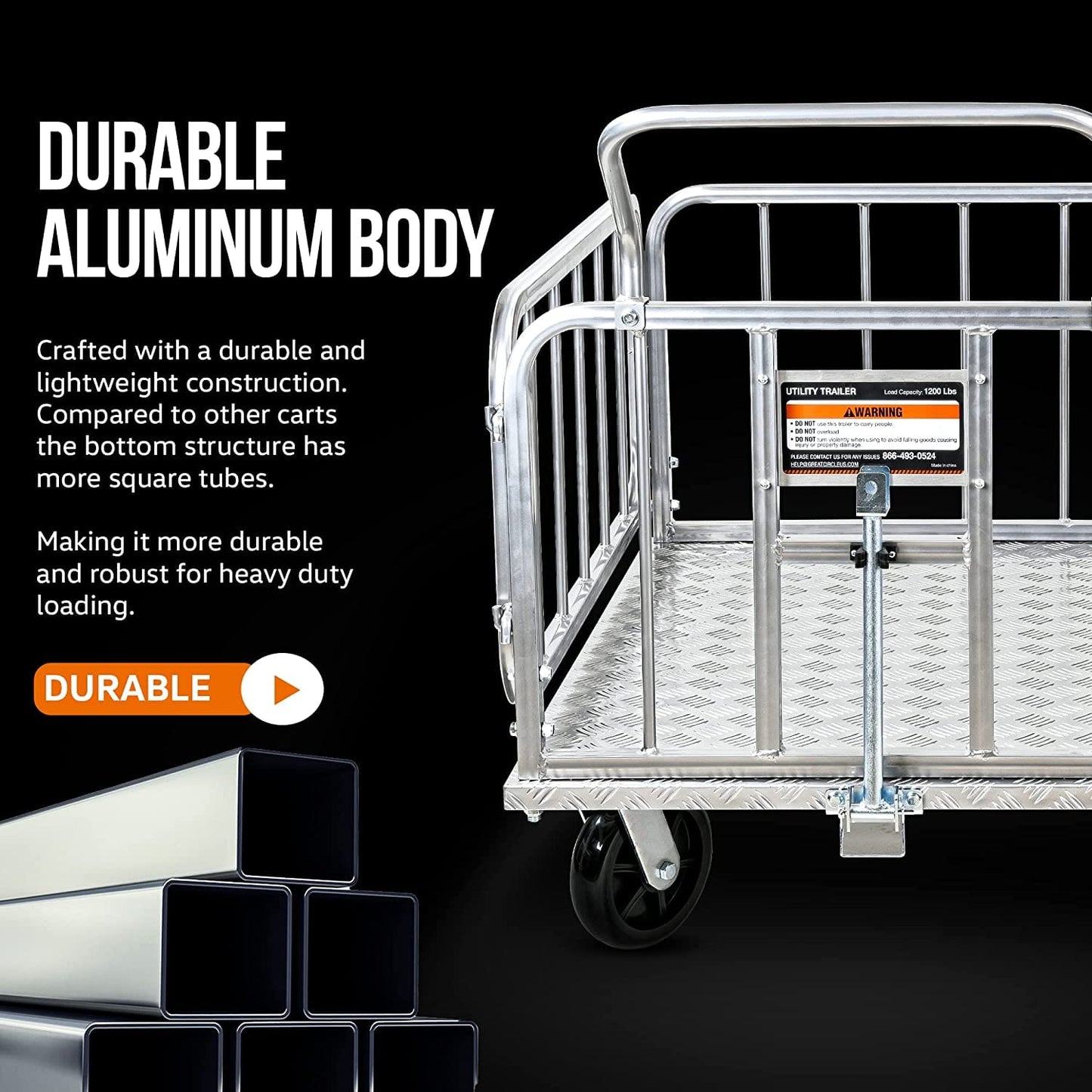 Platform Cart - 1200Lb Capacity, Connects Directly to Utility Tugger
