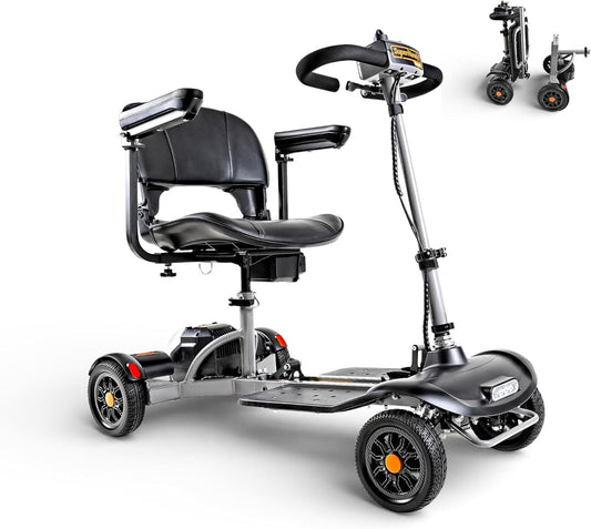 SuperHandy Passport Flex 4 Wheel Power Mobility Scooter – Quick-Disassembly Aluminum Frame, Foldable & Compact, 48V Li-Ion Battery