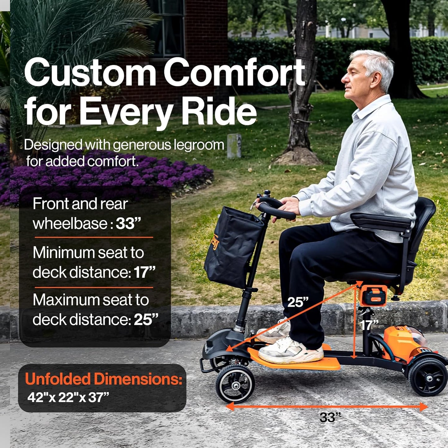 Passport Prime Mobility Scooter - Foldable, 48V Li-Ion Battery, Supports up to 330 lb